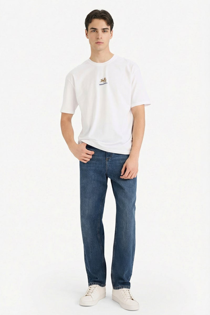 DeFacto White Man Boxy Fit Crew Neck Short Sleeve T-Shirt Casual - Image 2